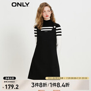 ONLY海軍風針織衫背帶裙套裝連衣裙女|123107035 H1Z 黑色 XS (155) 76A
