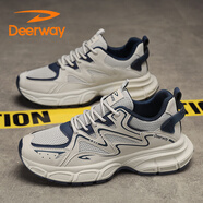 德?tīng)柣菽行杭?026網(wǎng)面運動(dòng)休閑跑步輪胎底增高防滑百搭輕便上班潮 灰藍 【贈送襪子】 39