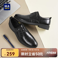 海瀾之家HLA皮鞋男士商務(wù)休閑系帶正裝德比鞋子男H334/H220 黑色加絨43