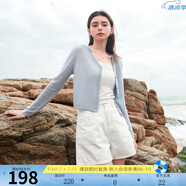 三彩2025夏季新款鏤空針織衫V領(lǐng)輕薄毛衫外套短款開(kāi)衫簡(jiǎn)約罩衫M 霧霾藍 L 165/88A