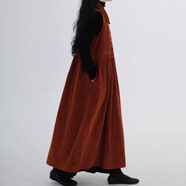 浣伊燈芯絨背心裙秋冬背心長(cháng)裙2025復古文藝寬松長(cháng)款時(shí)尚顯瘦氣質(zhì)連衣 紅色 L