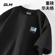 GLM華夫格短袖男款夏季寬松大碼重磅白色五分袖簡約百搭圓領(lǐng)男士t恤