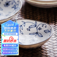 光峰日本陶瓷線(xiàn)唐草日式米飯碗沙拉碗拉面碗湯碗家用餐具缽碗釉下 8*7點(diǎn)5cm醬料碟