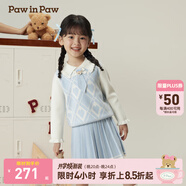 PawinPaw卡通小熊童裝秋冬女寶學(xué)院風(fēng)毛織百褶裙套裝 Blue藍(lán)色/50 110 cm