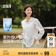 森馬（Semir）長(cháng)袖襯衫女中長(cháng)款涼感防曬衣寬松疊穿純色白襯衣109324105001