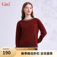 吉蒂（GITTI）2024秋季新款假兩件套頭針織衫女休閑顯瘦大碼毛衣G245408 133酒紅色 常規(guī) 2/M