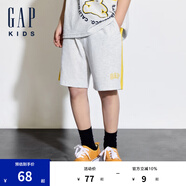 Gap【大小童同款】男童夏純棉logo針織短褲運動休閑兒童裝466674 灰色 120 cm 亞洲尺碼