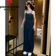 皮爾卡丹小個(gè)子港風(fēng)復(fù)古牛仔連體褲女2025新款夏裝設(shè)計(jì)感單排扣抹胸吊帶褲 深藍(lán)牛仔連體褲 S 建議85-100斤