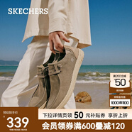 斯凱奇（Skechers）男鞋夏季商務(wù)休閑鞋季百搭時尚帆布鞋舒適復(fù)古一腳蹬66387 卡其色/KHK 41