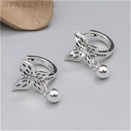 RSRDDY999純銀足銀鏤空蝴蝶耳環(huán)吊球耳墜 時(shí)尚簡(jiǎn)約韓版耳扣耳飾 耳環(huán)一對同款同款