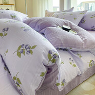 LAVIE HOMEA類(lèi)有氧提花雙層紗云紗棉四件套小清新印花床單床笠定制 紫葡萄- 床單款 2.0m四件套