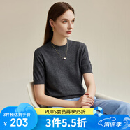 兆君2024秋冬純色簡(jiǎn)約精紡羊毛衫女半高領(lǐng)短袖打底薄針織衫 深空灰 115/2XL