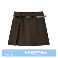 樂町學院半身裙秋冬新款顯瘦A字短裙C1GED4201 咖啡色 S