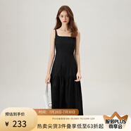 范思藍(lán)恩腰精裙系列 白色無(wú)袖吊帶連衣裙女夏法式領(lǐng)證小白裙2048 黑色 XS