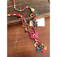 民族風(fēng)彩色串珠椰殼長(cháng)款項煉女夏天波西米亞風(fēng)毛衣煉夸張個(gè)性配飾 彩色椰殼項煉蝴蝶