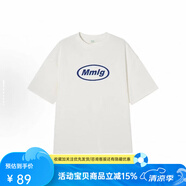 Mmlg韓國Mmlg 87mm 2025夏季基礎logo圓領純棉男女短袖t恤情侶寬松衣 白色*重磅280克/圓圈經典藍 加厚 L
