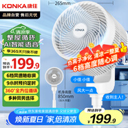康佳（KONKA）空氣循環(huán)扇電風(fēng)扇家用電扇八字搖頭小風(fēng)扇遙控風(fēng)扇立式大風(fēng)量節(jié)能輕音交流定頻落地扇KXHS-1901W-P