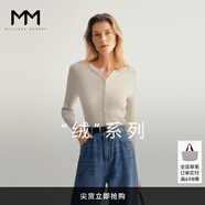 麥檬【萬件爆款】MM口碑原創(chuàng)毛衣桑蠶絲V領(lǐng)毛針織衫打底上衣春秋 米色5G1931691 L