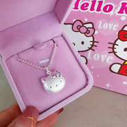 hellokitty足銀999項鏈女寶寶純銀吊墜可愛(ài)凱蒂貓鎖骨鏈生日禮物 hellokitty貓+珍珠鏈