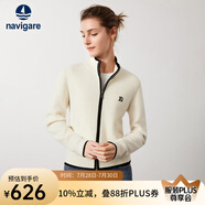 Navigare意大利小帆船羊毛衫女士秋冬季半高領(lǐng)彈力休閑毛衣通勤針織開衫女 科技白/黑 S