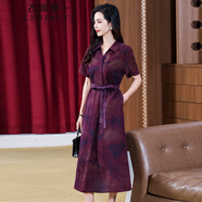 衣典零一（LEDIALYI）香云紗重磅真絲連衣裙女2025夏季新款時(shí)尚氣質(zhì)刺繡V領(lǐng)桑蠶絲裙子 深紫色 3XL