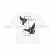 ST&SATSTK SMALL TOWN KID 美式復(fù)古休閑寬松蕾絲和平鴿短袖T恤 白色 純棉T恤 XL