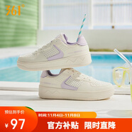 361°運動女鞋冬季透氣開學厚底增高小白休閑板鞋子女682426611-5