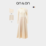 ON&ON/安乃安連衣裙女2025秋季新款韓系圓領(lǐng)氣質(zhì)時(shí)尚簡約修身拼接長裙 杏色 S