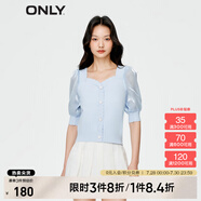 ONLY淑女泡泡袖花朵拼接套頭短袖針織衫女|123213003 A39 鹵素藍(lán)HALOGEN BLUE XS 155/76A