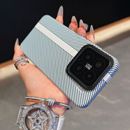 至邁適用小米15Pro手機殼3D浮雕碳纖維紋新款15磁吸充電xiaomi14全包金屬按鍵高級感13pro硬外殼簡(jiǎn)約男 磁吸款【遠峰藍】撞色碳纖維紋-金屬鏡頭框 小米15 Pro