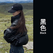 矜持范棕色短款肯豆風(fēng)pu皮棉服女高領(lǐng)美拉德厚外套女2025新款冬季 黑色 S 70-95