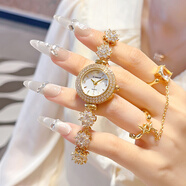 X-GEAR時(shí)來(lái)運轉手表山茶花手鏈女表雙排鉆爆閃小表盤(pán)腕表新款七夕禮物 鎏光金【珍珠貝母+雙排鋯石】