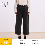 Gap女裝純棉直筒牛仔褲寬松百搭休閑九分褲638509 水洗黑 170/70A(28) 亞洲尺碼