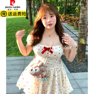 皮爾卡丹（pierre cardin）大碼胖mm彩色波點(diǎn)甜美公主連衣裙夏季新款修身顯瘦可愛(ài)少女蓬蓬裙 彩色波點(diǎn)連衣裙 L (100-120斤)