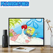 數學(xué)油畫(huà)diy蠟筆小新填充涂色畫(huà)卡通填色動(dòng)漫畫(huà)兒童涂鴉裝飾畫(huà)059 067海綿寶寶B 40*50畫(huà)布+筆料(無(wú)框)
