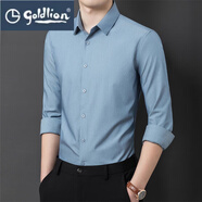 GOLDLION G+金利來(lái)春夏季冰絲薄款豎條紋中年男士長(cháng)袖襯衫新款品牌襯衣男衫襯 2201 羅蘭灰長(cháng)袖 L 175