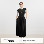伊芙麗（eifini）伊芙麗慵懶顯瘦小飛袖法式極簡氣質(zhì)針織連衣裙女2024秋裝新款裙子 黑色 170/95CM/XL