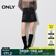 ONLY春夏復(fù)古做舊高腰水洗牛仔裙短裙半身裙女|124437002 J09 深牛仔灰色 M (165) /68A