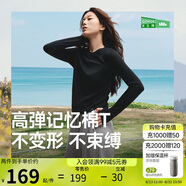 蕉下（beneunder）長袖T恤女修身短款上衣顯瘦內(nèi)搭打底衫女CT021漫暮黑L