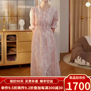 歐迪鳥(niǎo)（ODYBIRD）新中式國(guó)風(fēng)連衣裙女2025年夏季流行穿搭新款氣質(zhì)圓領(lǐng)日常復(fù)古裙子 粉色 L