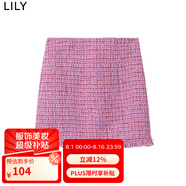 LILY【商場(chǎng)同款】春新款女裝復(fù)古氣質(zhì)優(yōu)雅通勤A字半身裙短裙 122粉紅 L
