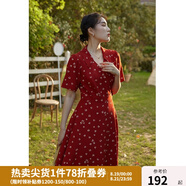 獨束大碼女裝法式小翻領(lǐng)連衣裙女夏季新款遮肉顯瘦雪紡裙子 紅色(dy) XL