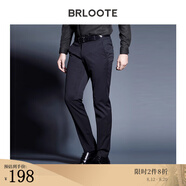 Brloote/巴魯特休閑褲男修身直筒長(cháng)褲秋季男士簡(jiǎn)約羊毛男褲 黑色 170/78A