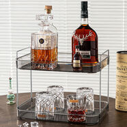 簡(jiǎn)佳（Jian+）簡(jiǎn)佳Jian杯子收納置物架瀝水杯架家用客廳放水杯茶杯咖啡杯茶具玻 雙層茶水盤(pán)煙灰色