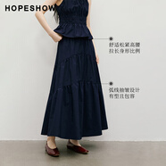 紅袖（hopeshow）女士休閑高腰半身裙  901251515043 藏青色 L