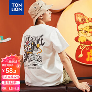 唐獅（TonLion）2025男后背印花圓領(lǐng)短袖T恤 本白 M
