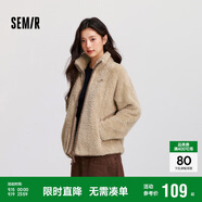 森馬（Semir）外套女插肩袖珊瑚絨仿羊羔毛2024冬季立領(lǐng)寬松夾克109724108003