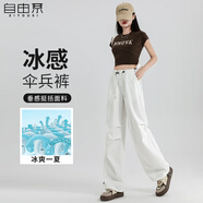 自由系工裝褲女夏季薄款冰絲速干登山闊腿褲寬松休閑運動(dòng)降落傘兵褲子
