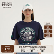 Teenie Weenie小熊短袖T恤女夏季寬松圓領短袖T恤棉質時尚打底衫女 藏青色 160/S