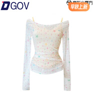 DGOV2025 美式甜妹ins風(fēng)設(shè)計(jì)感星星印花修身薄款長袖小吊帶背心上衣 背心+T恤 兩件套 M 90-105斤